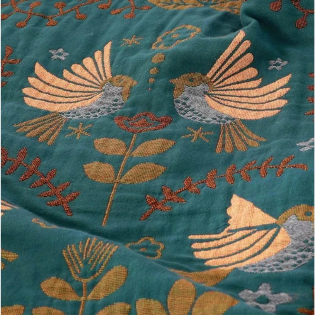 Alouette — Plaid réversible en coton gaufré, motif scandinave