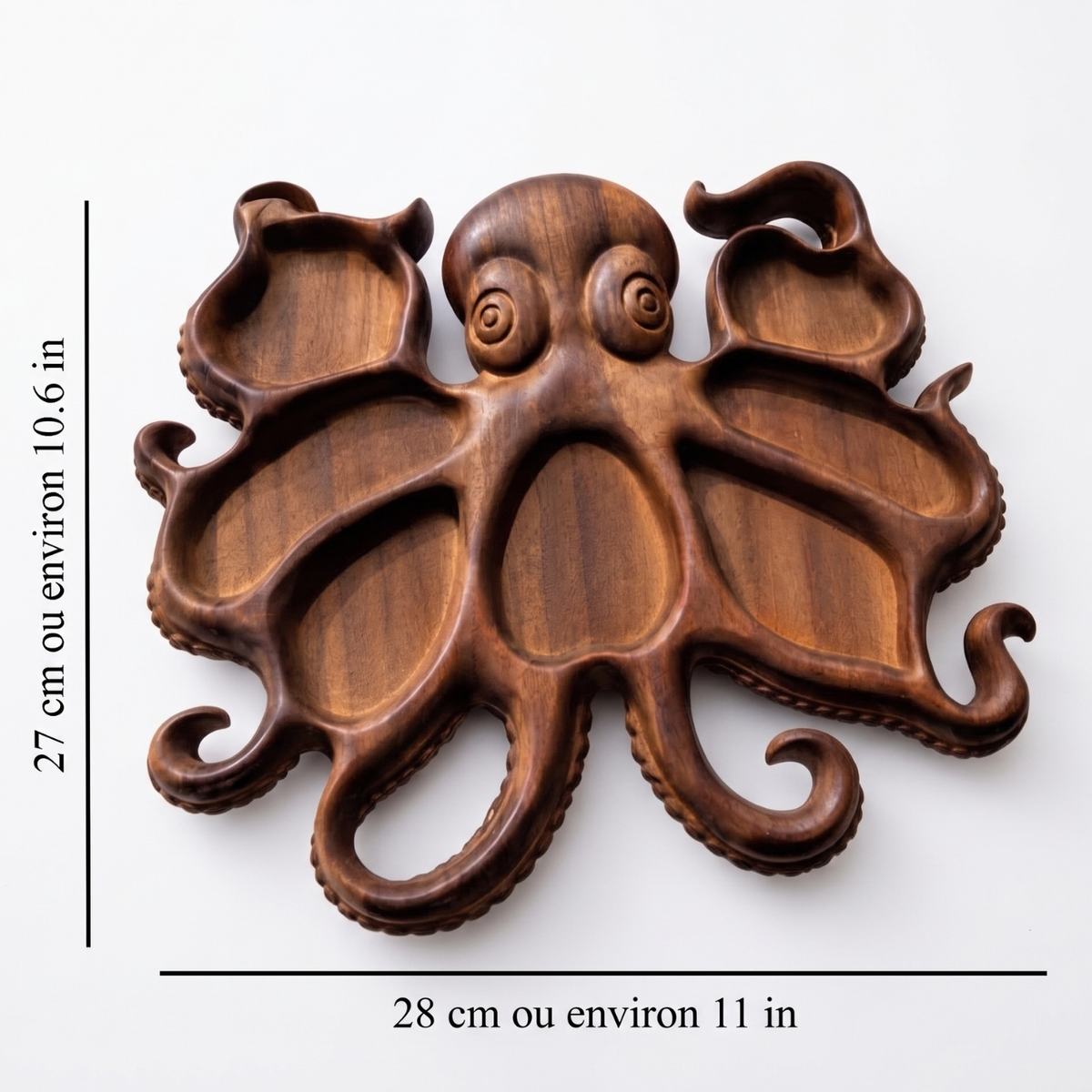 Poulpe — Plateau apéritif en bois sculpté