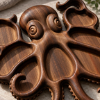 Poulpe — Plateau apéritif en bois sculpté