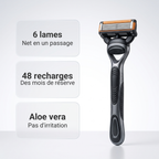 6 lames, 48 recharges, aloe vera